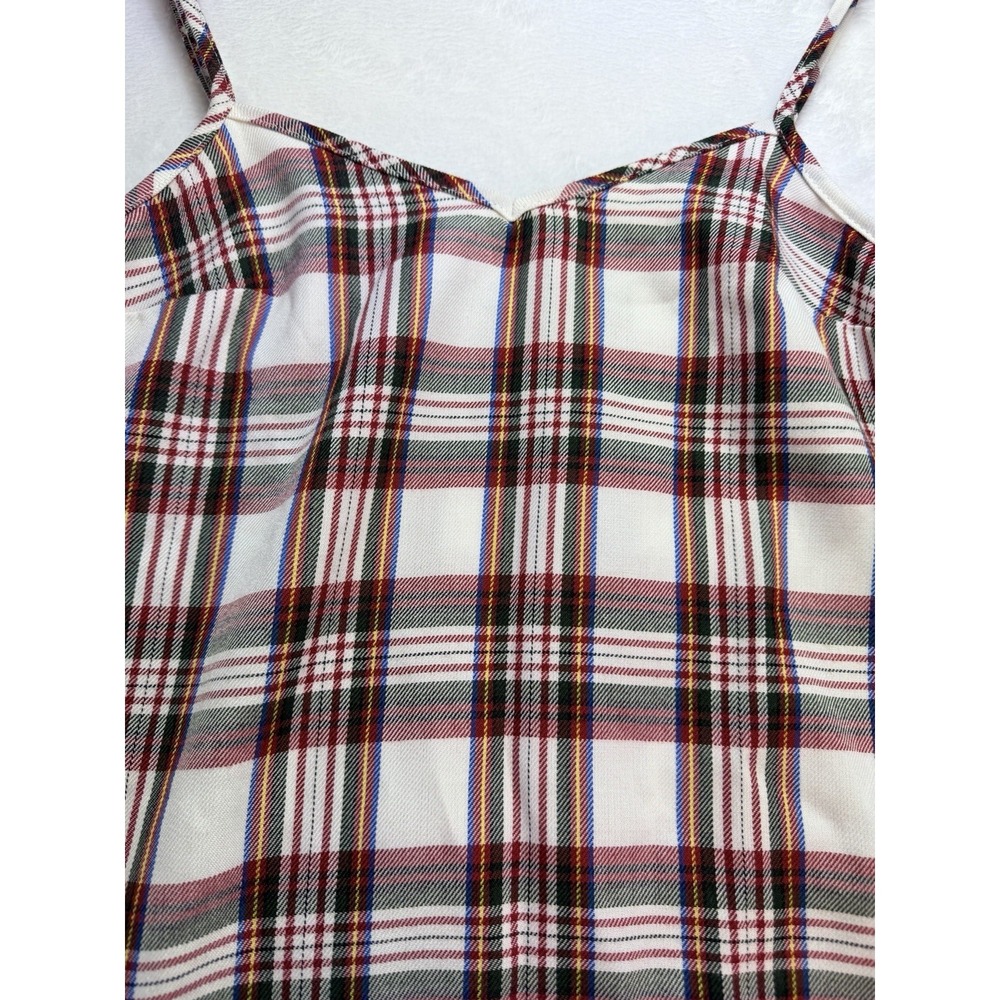 Urban Renewal Womens Size S Mini Dress Cream Red Plaid Made In USA Recycled Goth